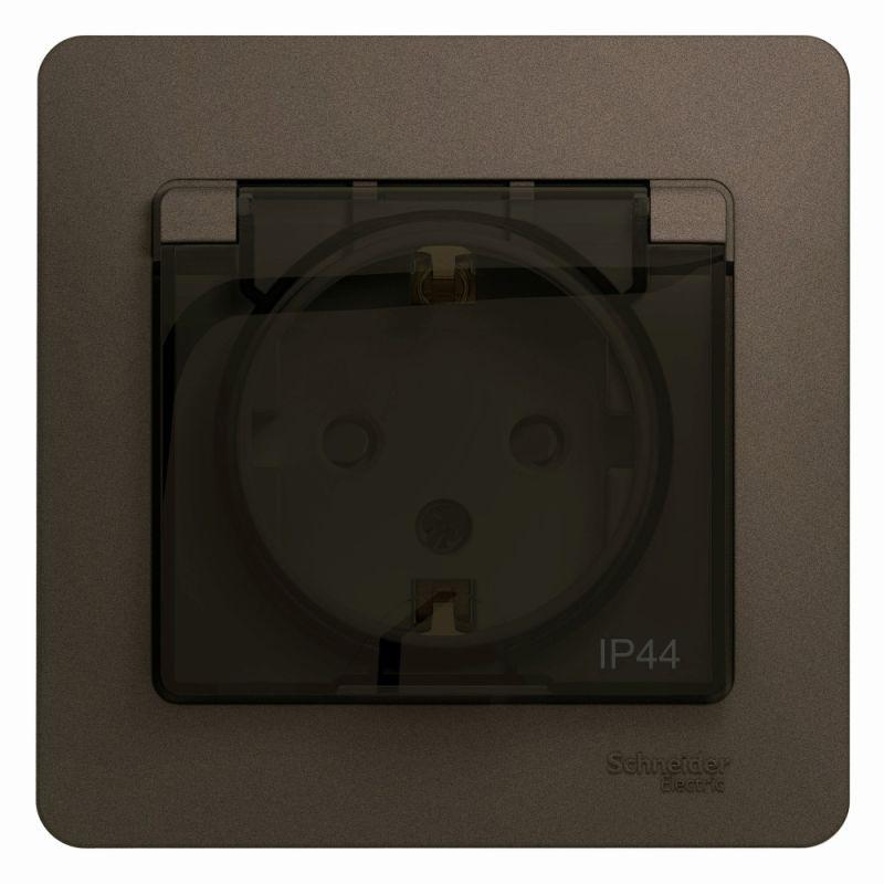 

Розетка 2К+З Schneider Electric Glossa 16A 250V со шторками и крышкой шоколад GSL000848, Коричневый, GSL000848 Glossa