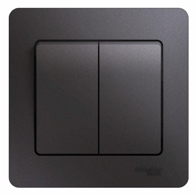 

Выключатель двухклавишный Schneider Electric Glossa 10A 250V графит GSL001352, GSL001352 Glossa