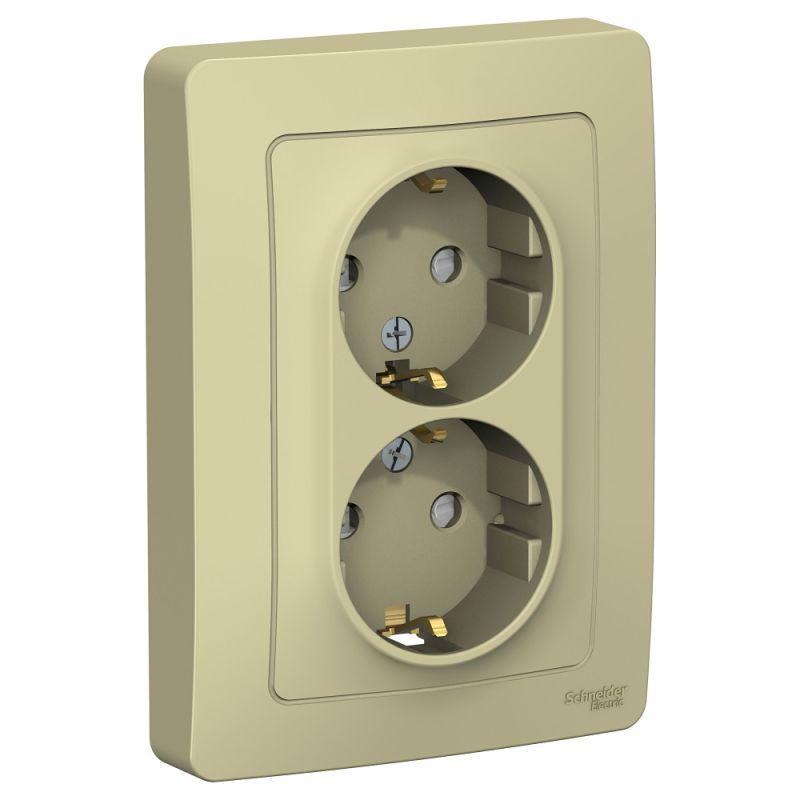 

Розетка двойная 2К+З Schneider Electric Blanca 16A 250V со шторками бежевая BLNRS001127, Бежевый, BLNRS001127 Blanca