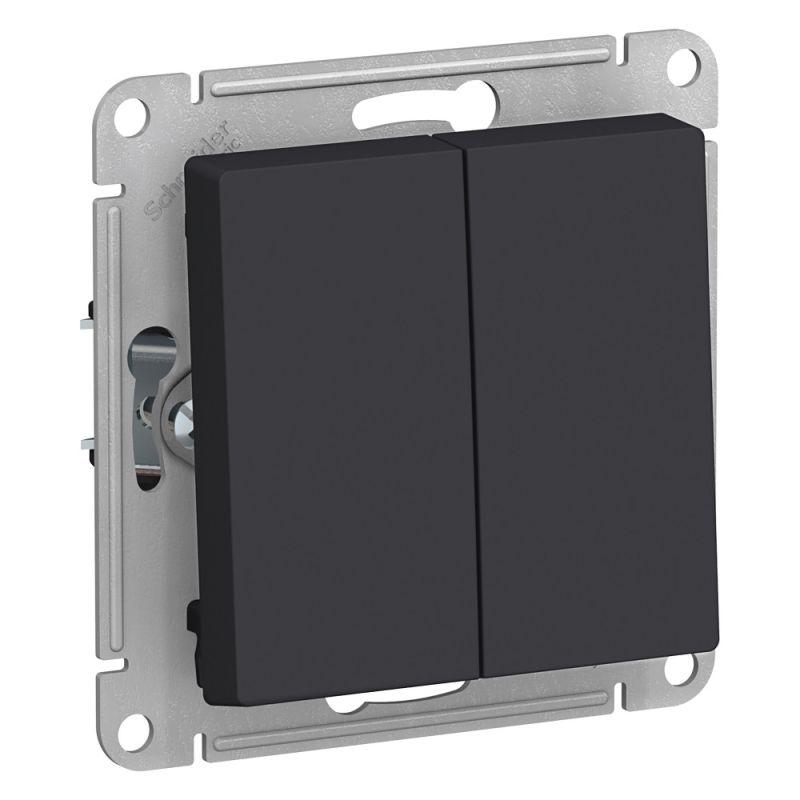 

Выключатель двухклавишный Schneider Electric AtlasDesign 10A 250V карбон ATN001051, Черный, ATN001051 AtlasDesign