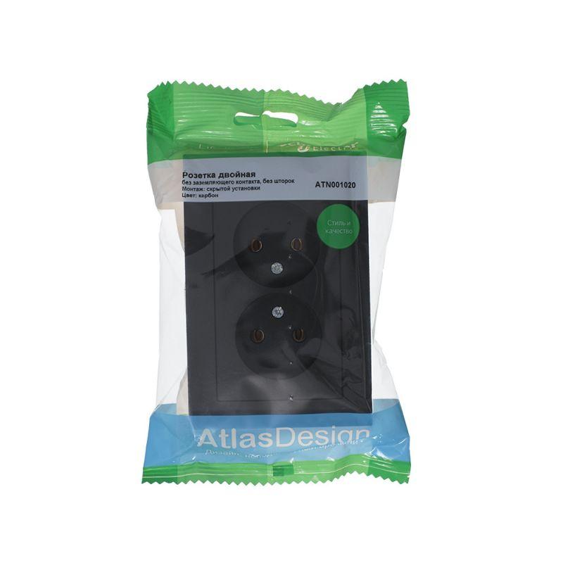 

Розетка двойная 2К Schneider Electric AtlasDesign 16A 250V карбон ATN001020, Черный, ATN001020 AtlasDesign