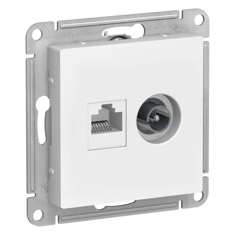 

Розетка компьютерная RJ45/TV Schneider Electric AtlasDesign 5e кат UTP белая ATN000189, Белый, ATN000189 AtlasDesign