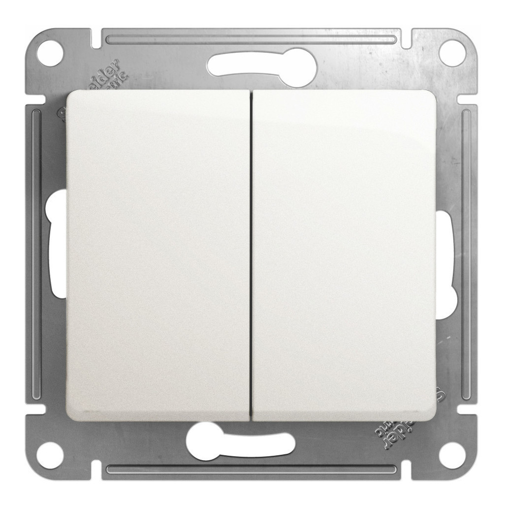 

Переключатель двухклавишный проходной Schneider Electric Glossa 10A 250V перламутр GSL000665, Перламутровый, GSL000665 Glossa