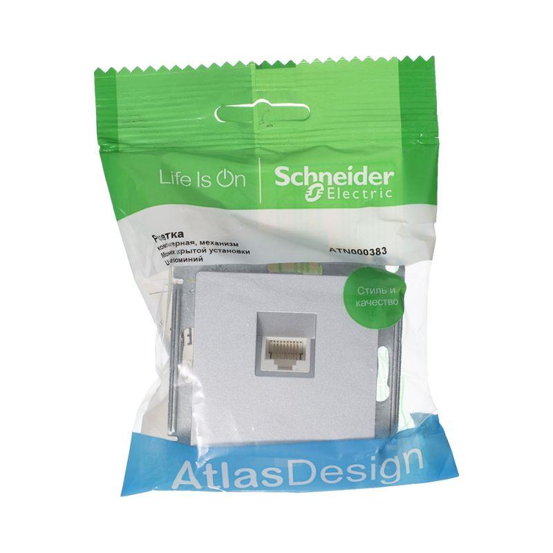 

Розетка компьютерная RJ45 Schneider Electric AtlasDesign 5e кат UTP алюминий ATN000383, ATN000383 AtlasDesign