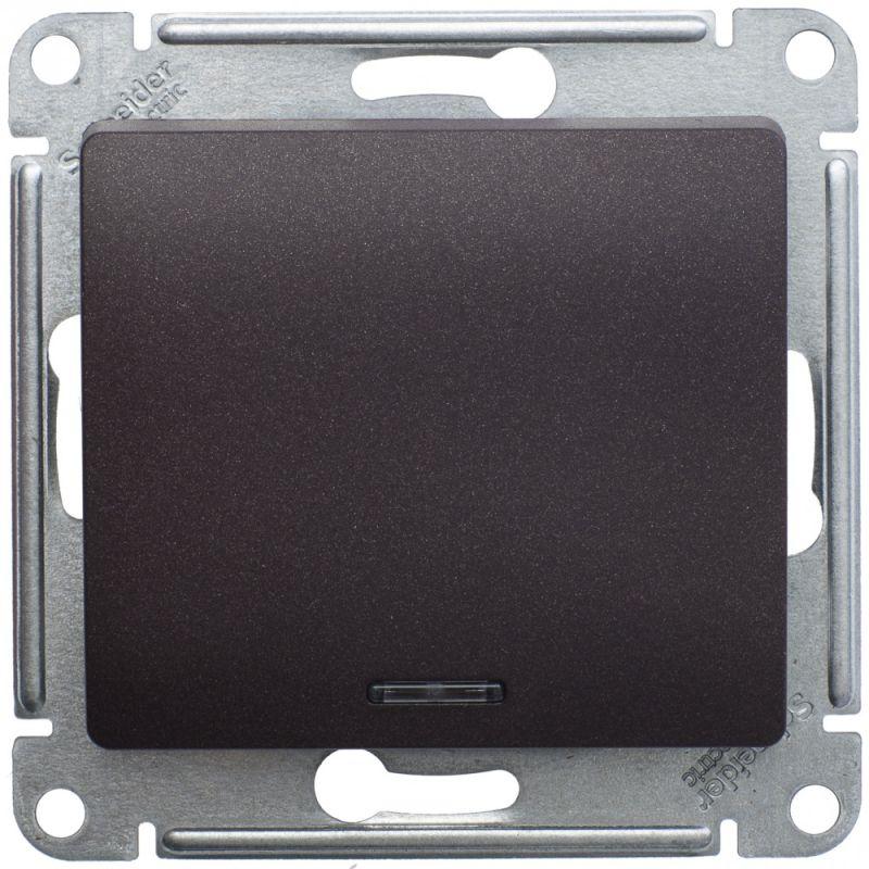 

Переключатель одноклавишный проходной Schneider Electric Glossa 10A 250V с подсветкой шоколад GSL000863, Коричневый, GSL000863 Glossa