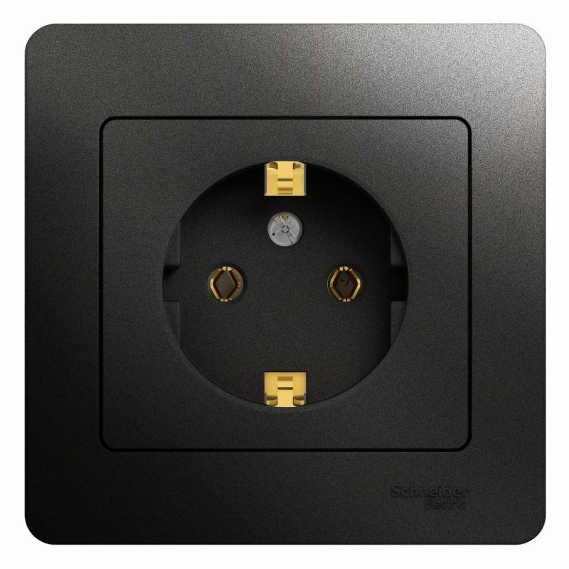 

Розетка 2К+З Schneider Electric Glossa 16A 250V антрацит GSL000742, GSL000742 Glossa