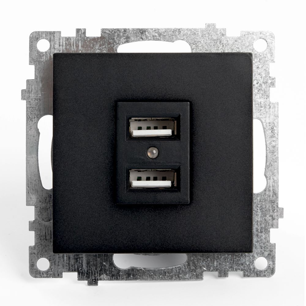 

Розетка 2хUSB Stekker Катрин черный GLS10-7115-05 39616, 39616 Катрин черный