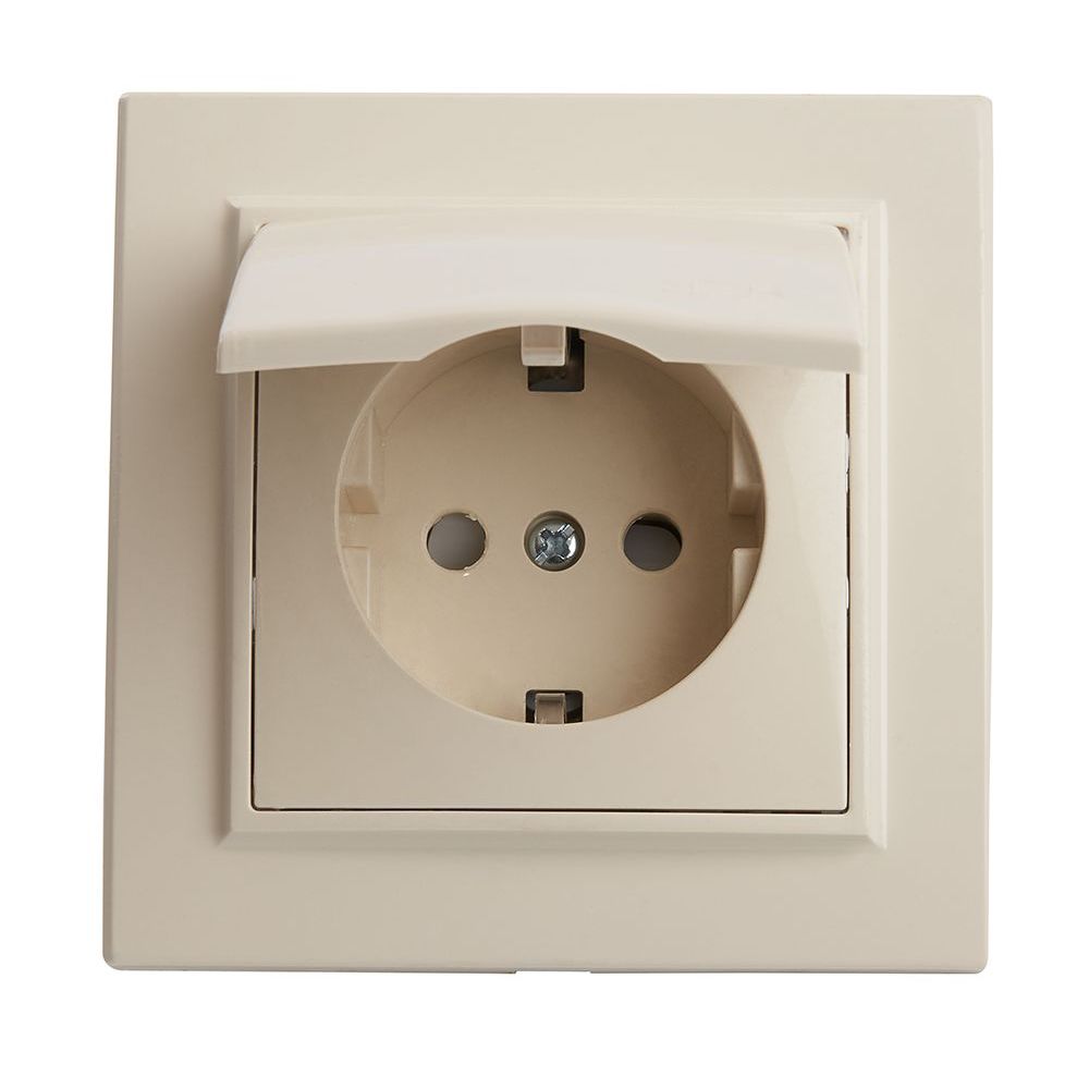 

Розетка 2P+PE Stekker Эрна со шторками крышкой слоновая кость PST16-9012-02 39238, 39238 Эрна слоновая кость