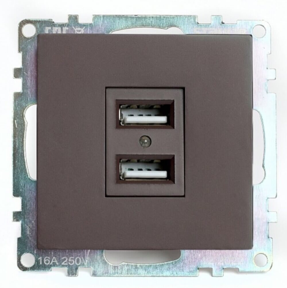 

Розетка двухместная USB Stekker Катрин шоколад GLS10-7115-04 49027, 49027 Катрин шоколад