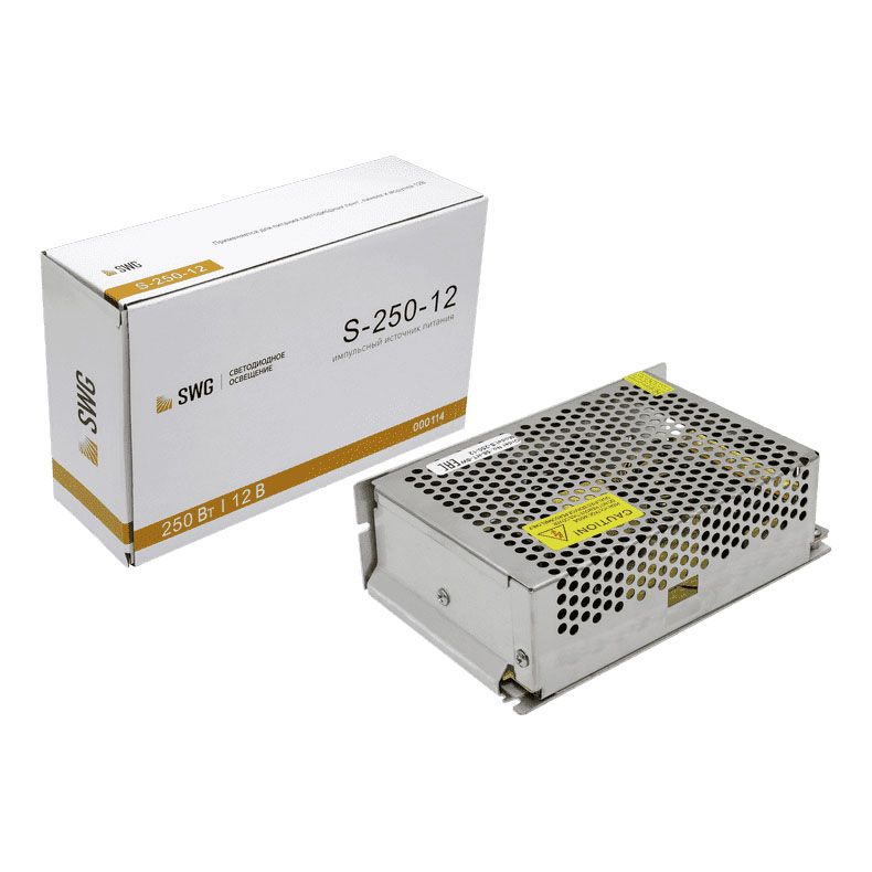 

Блок питания SWG 12V 250W IP20 20,85A S-250-12 000114, Серый, 000114 S