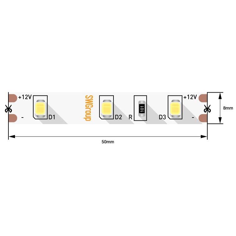 

Светодиодная лента SWG 4,8W/m 60LED/m 2835SMD нейтральный белый 5M 007260, 007260 SWG260