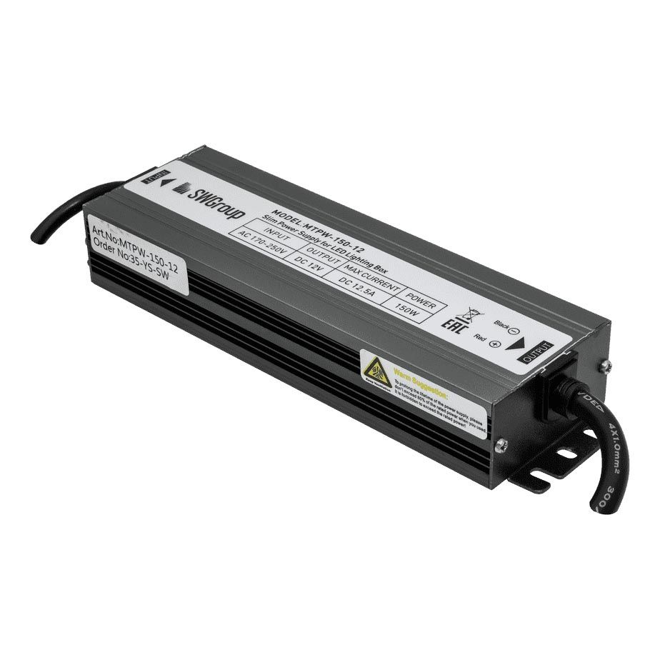 

Блок питания SWG 12V 150W IP67 12,5A MTPW-150-12 001275, Серый, 001275 MTPW