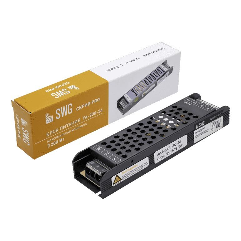 

Блок питания SWG 24V 200W IP20 8,3A YA-200-24 002834, Черный, 002834 YA