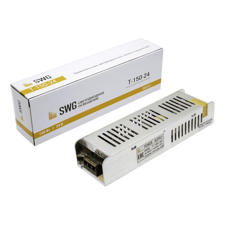 

Блок питания SWG 24V 150W IP20 6,3A T-150-24 000301, Серый, 000301 T