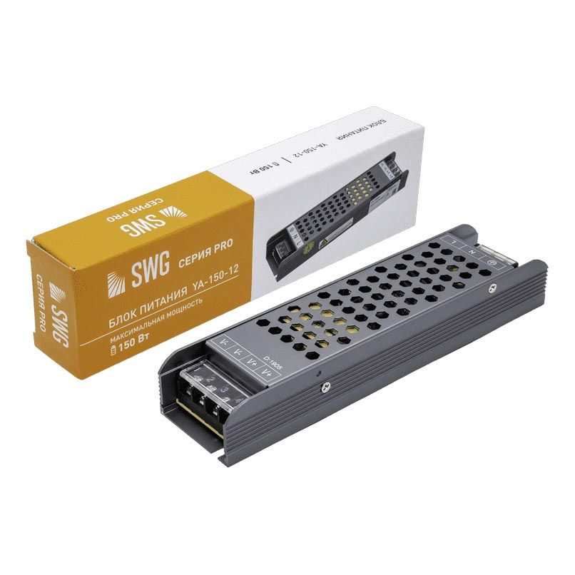 

Блок питания SWG 12V 150W IP20 12,5A YA-150-12 002829, Черный, 002829 YA