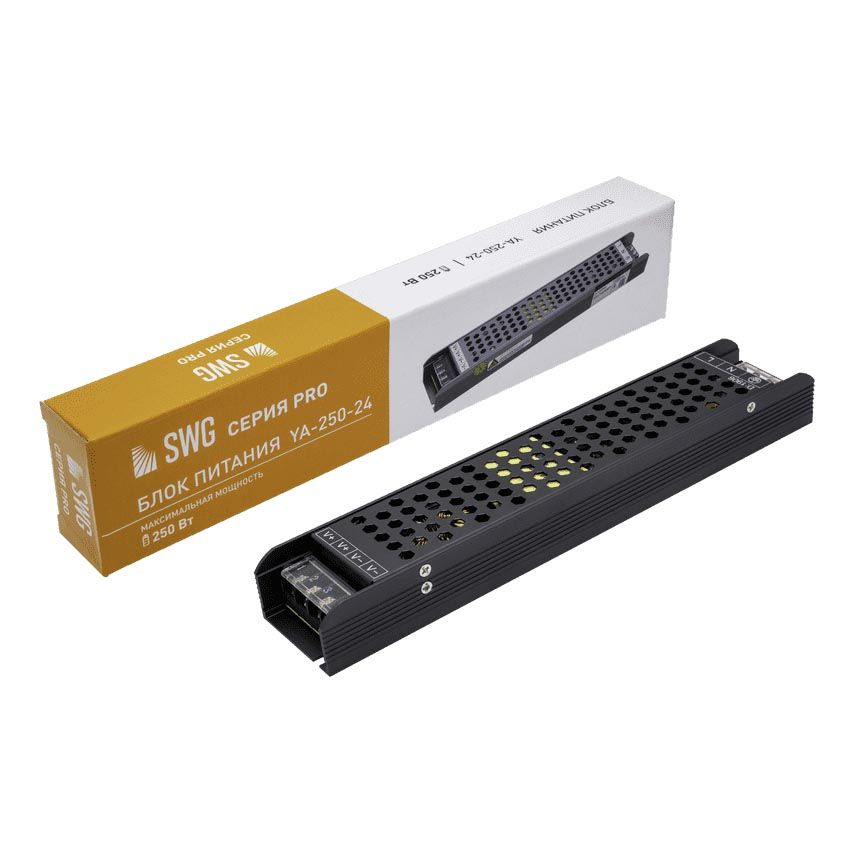 

Блок питания SWG 24V 250W IP20 10,4A YA-250-24 003159, Черный, 003159 YA
