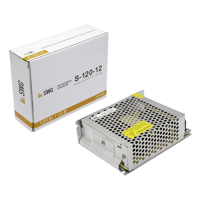 

Блок питания SWG 12V 120W IP20 10A S-120-12 000160, Серый, 000160 S