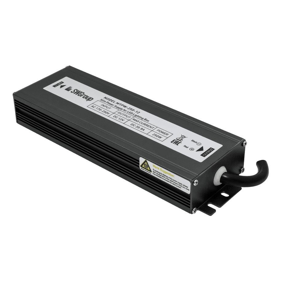 

Блок питания SWG 12V 250W IP67 21A MTPW-250-12 001278, Черный, 001278 MTPW