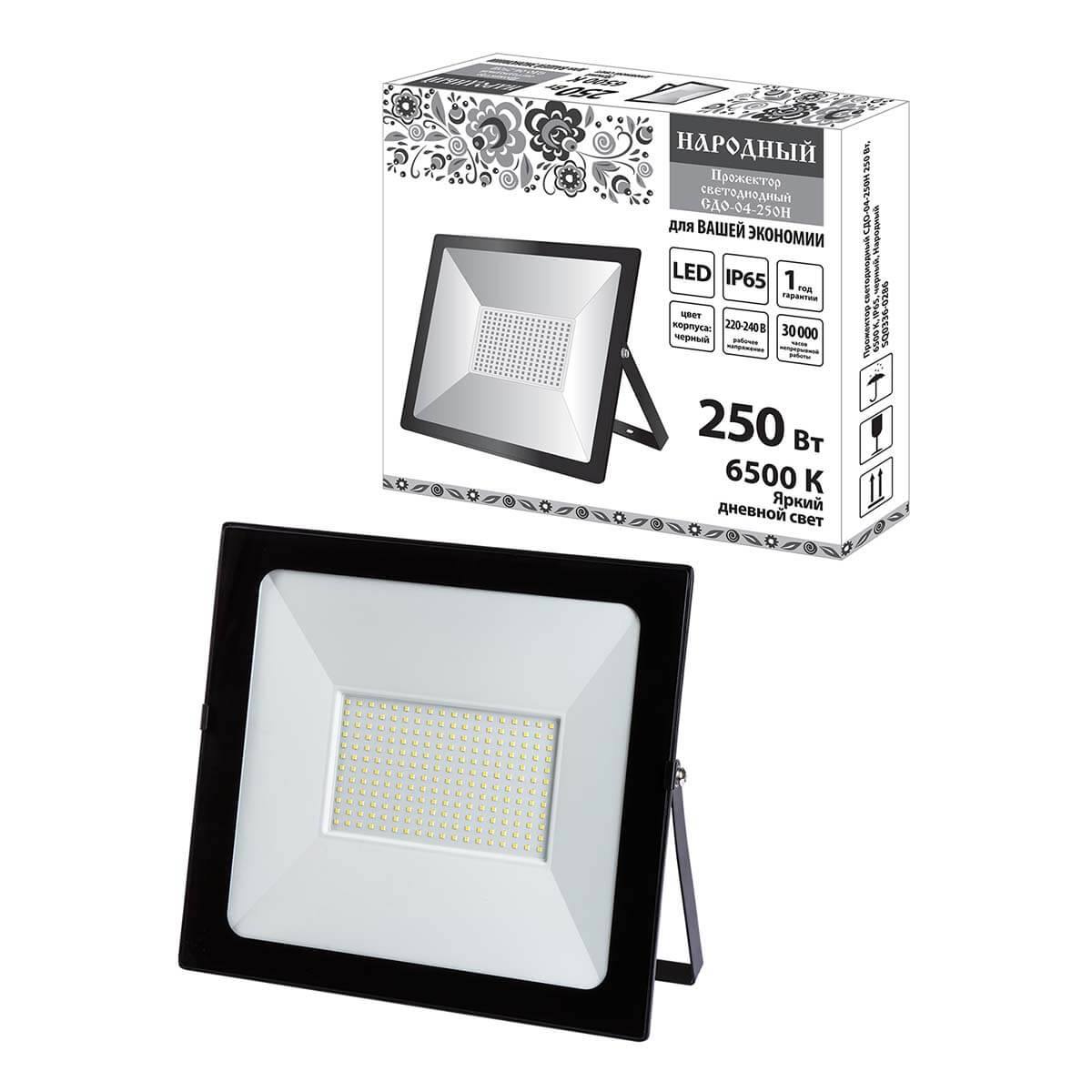 

Прожектор светодиодный TDM Electric Народный СДО-04-250Н 250W 6500K SQ0336-0286, Черный, SQ0336-0286 СДО-04Н Народный