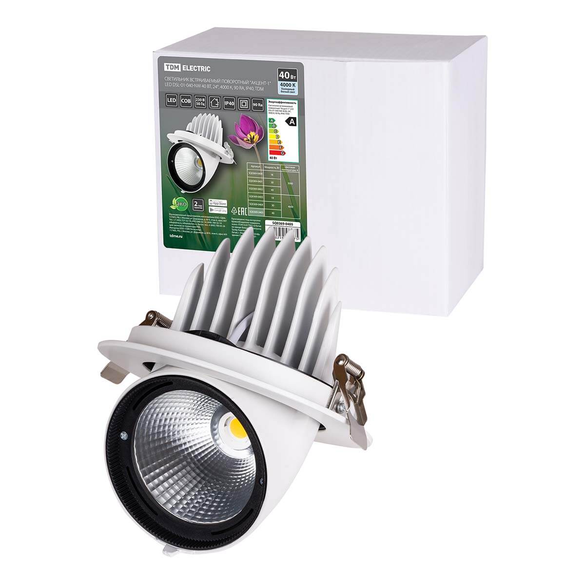 

Встраиваемый светодиодный светильник TDM Electric Акцент-1DSL-01-040-NW SQ0369-0405, Белый, SQ0369-0405 Акцент-1