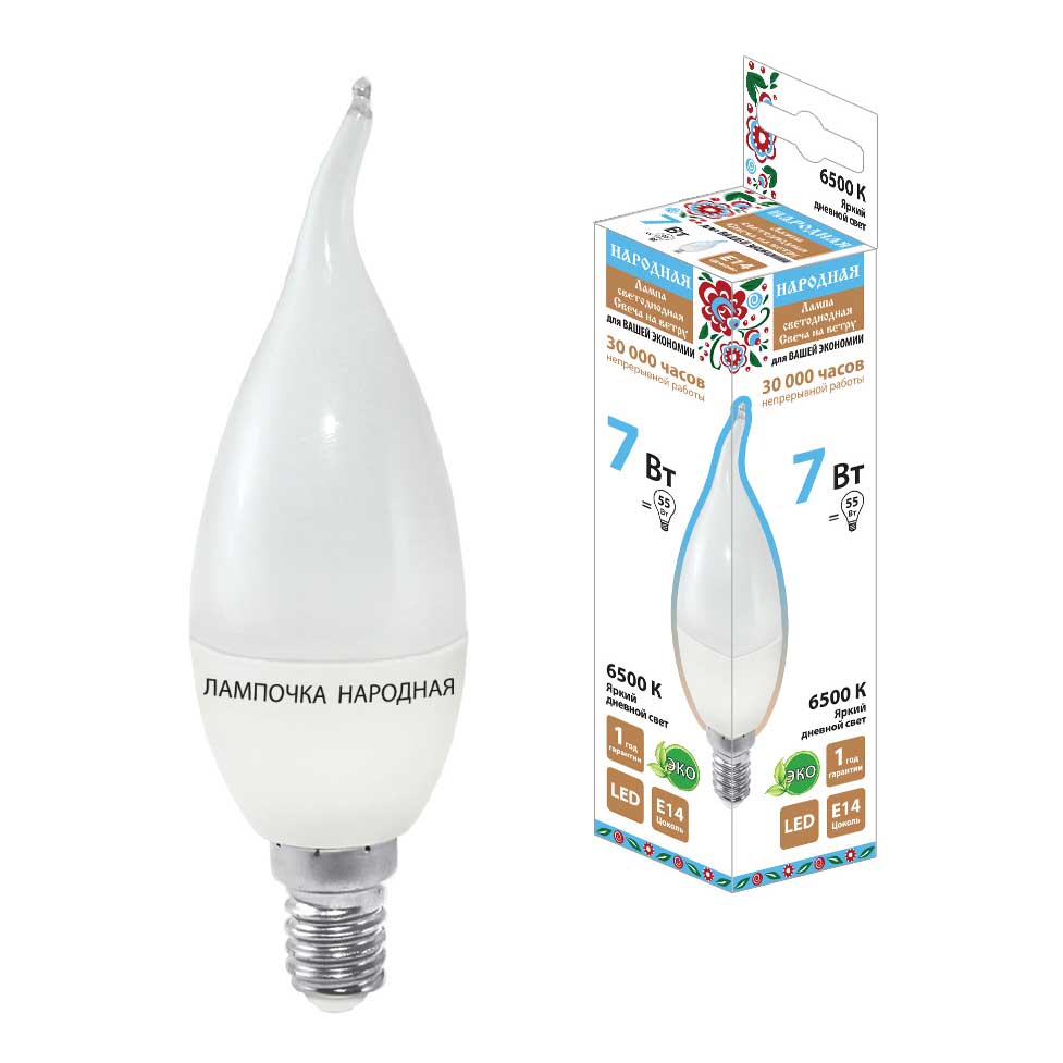 

Лампа светодиодная TDM Electric Народная Е14 7W 6500K матовая SQ0340-1545, Матовый, SQ0340-1545 Народная