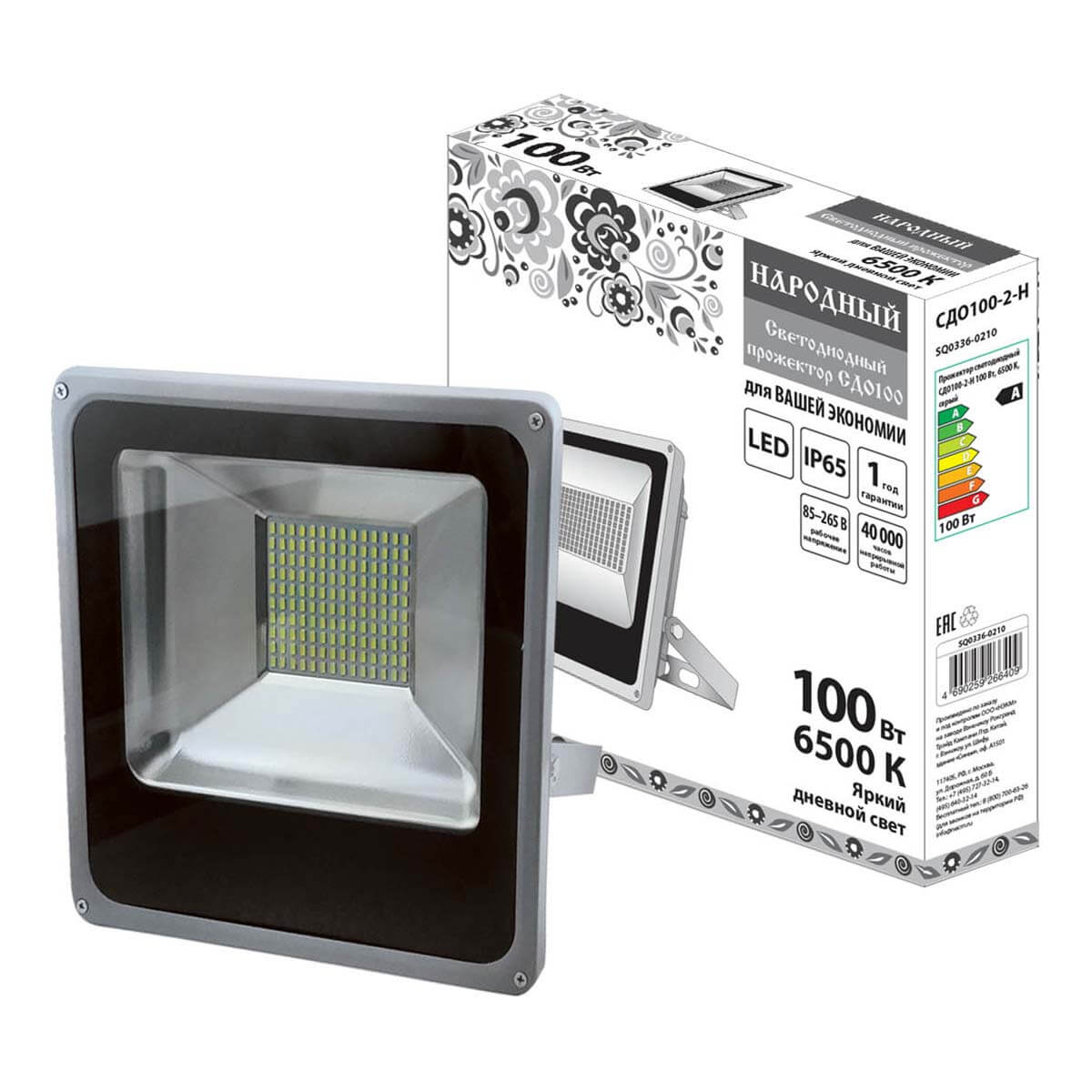 

Прожектор светодиодный TDM Electric СДО100-2-Н 100W 6500К SQ0336-0210, Серый, SQ0336-0210