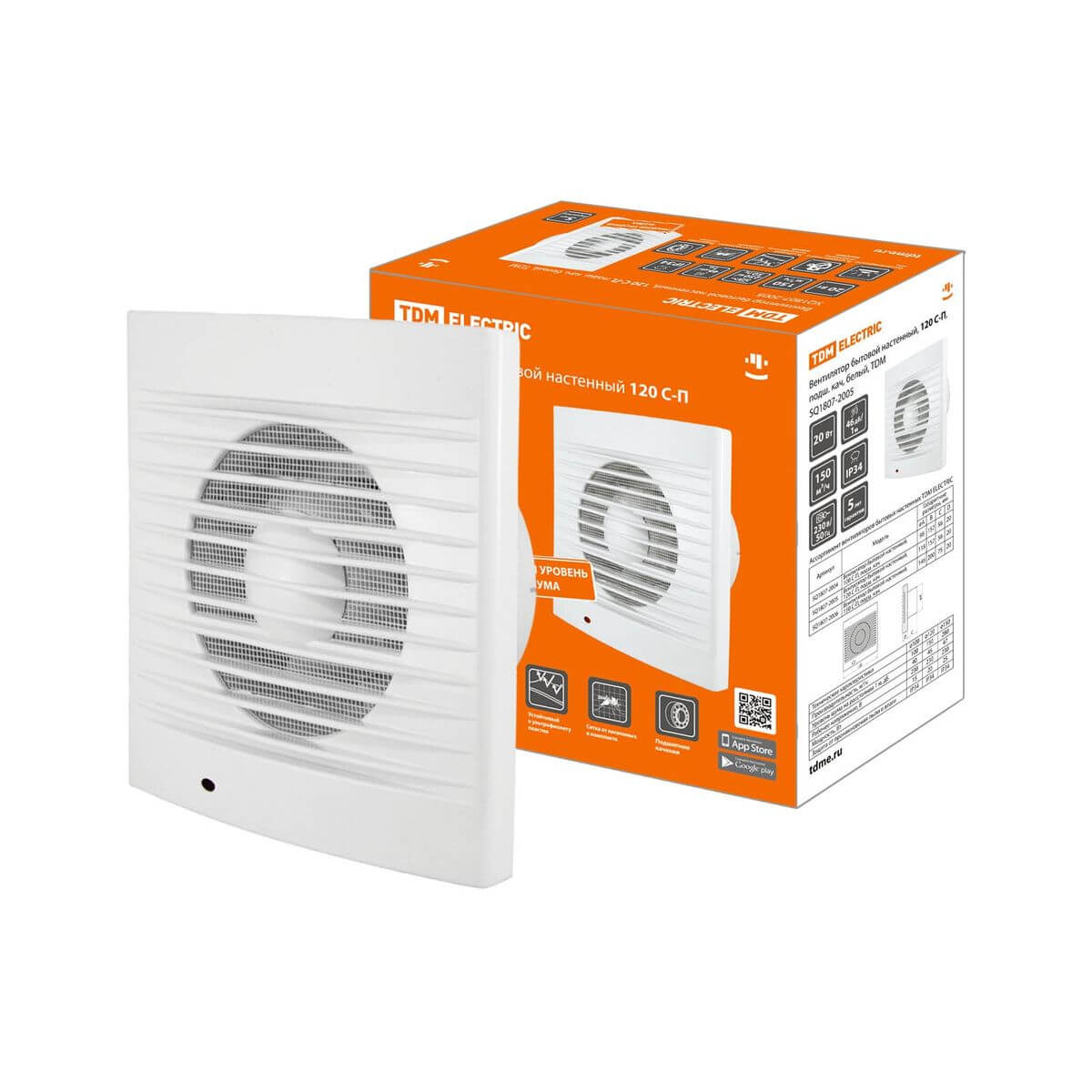 

Вентилятор вытяжной настенный TDM Electric 120 С-П SQ1807-2005, Белый, SQ1807-2005 На подшипниках
