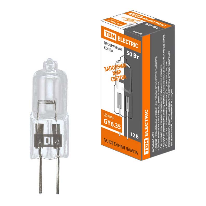 

Лампа галогенная TDM Electric GY6.35 50W 3000K прозрачная SQ0341-0063, Прозрачный, SQ0341-0063 Галогенные Капсульные