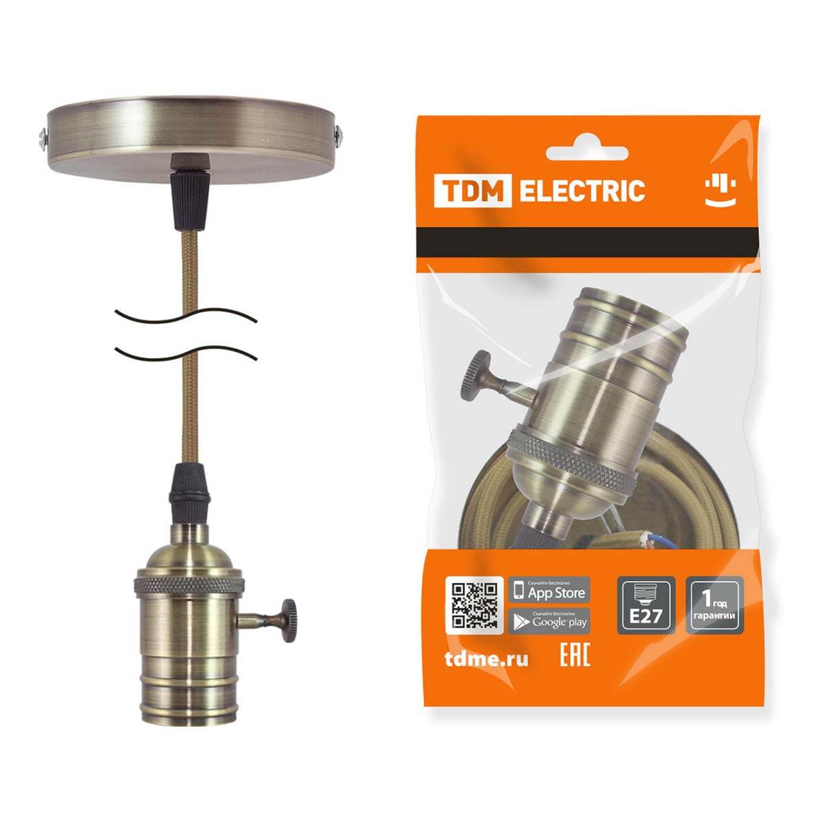  Патрон с кабелем TDM Electric Лофт SQ0335-0074