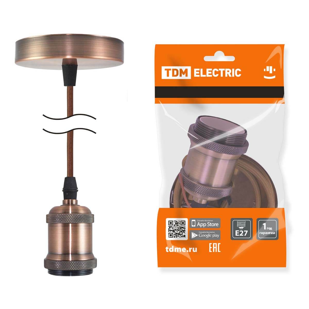 

Патрон с кабелем TDM Electric Лофт SQ0335-0072, Медь, SQ0335-0072 Патрон с кабелем Лофт