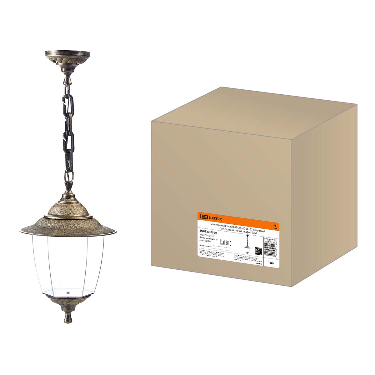 

Уличный подвесной светильник TDM Electric Прага Эл-11-70Б SQ0330-0529, Бронза, SQ0330-0529 Прага прозрачный
