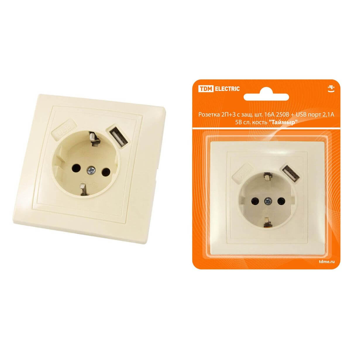 

Розетка 2P+PE/USB TDM Electric Таймыр со шторками слоновая кость SQ1814-0140, SQ1814-0140 Таймыр