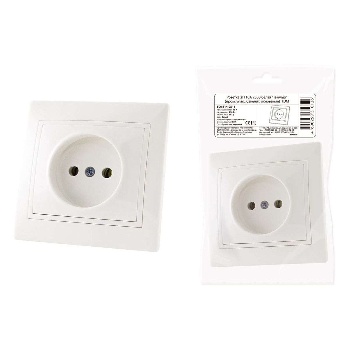 Розетка 2P TDM Electric Таймыр белая SQ1814-0511