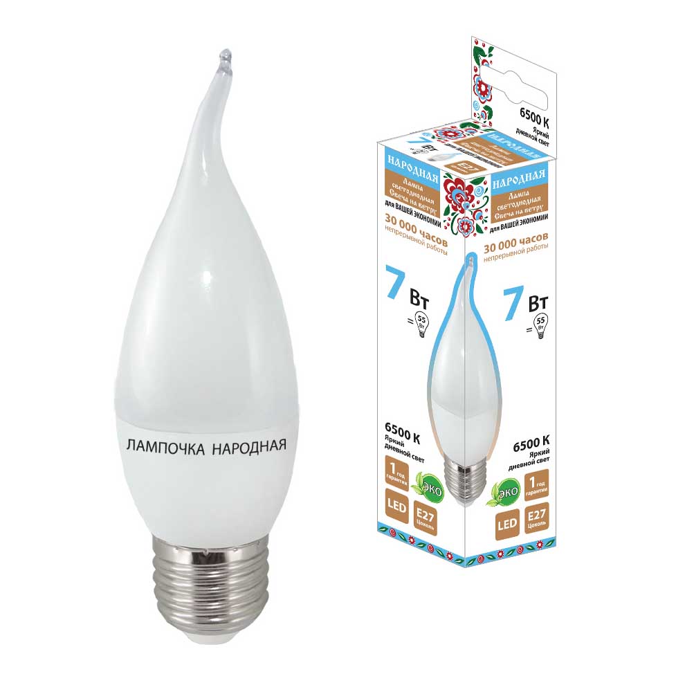 

Лампа светодиодная TDM Electric Народная E27 7W 6500K матовая SQ0340-1548, Матовый, SQ0340-1548 Народная
