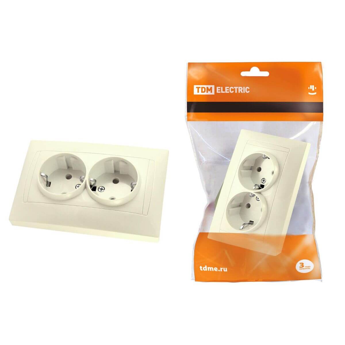 

Розетка двойная 2P+PE TDM Electric Лама со шторками слоновая кость SQ1815-0113, SQ1815-0113 Лама