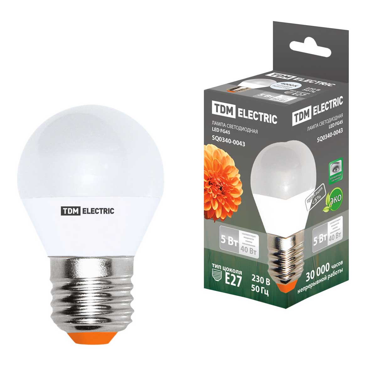 

Лампа светодиодная TDM Electric E27 5W 4000K прозрачная SQ0340-0043, Прозрачный, SQ0340-0043 Светодиодные Шар
