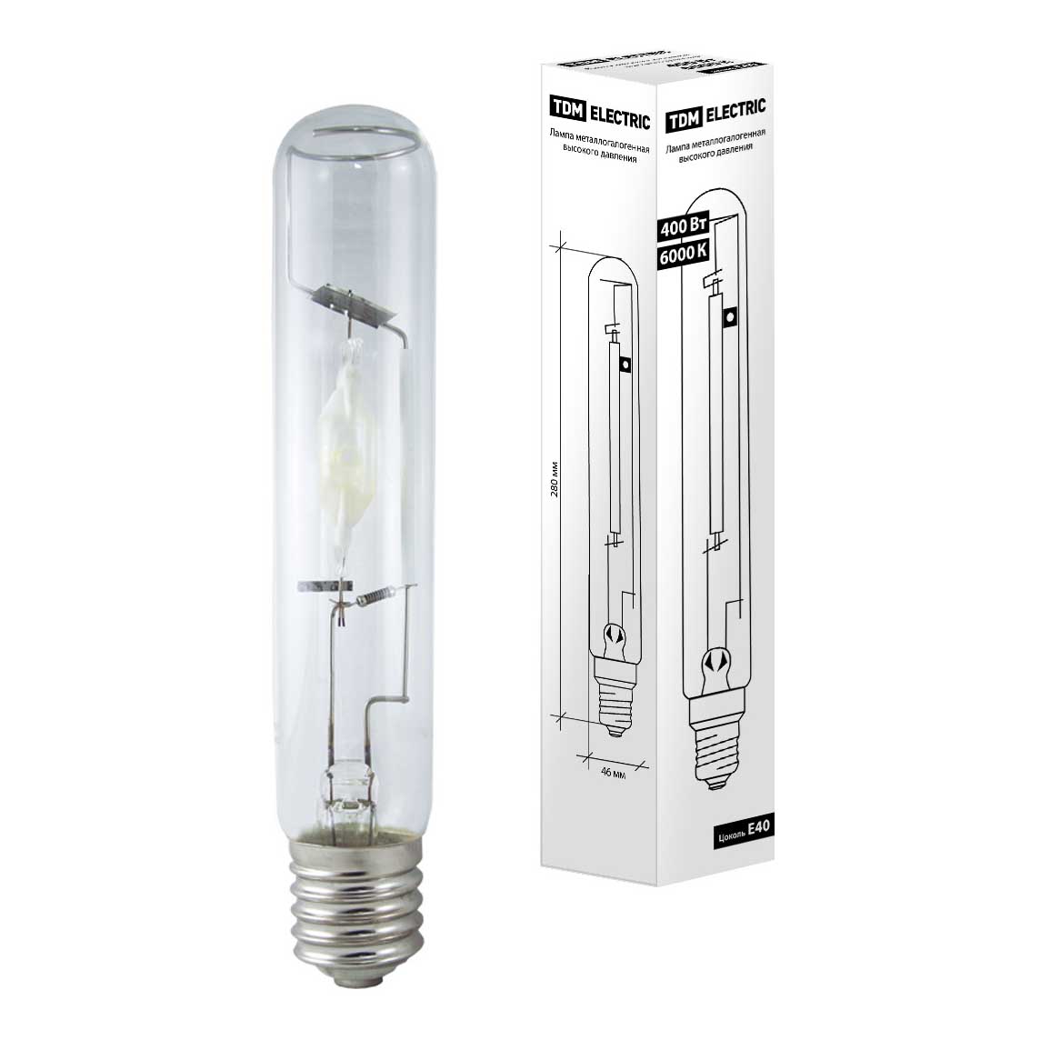 Галогенные Лампа металлогалогенная TDM Electric E40 400W 6000K прозрачная SQ0325-0018