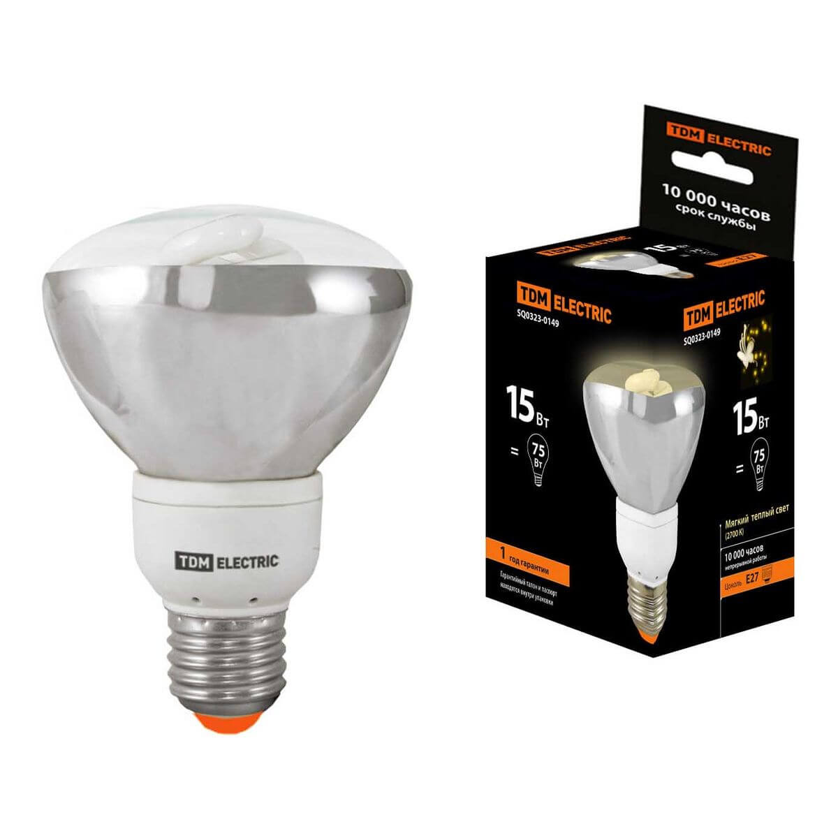 

Лампа энергосберегающая TDM Electric E27 15W 2700K прозрачная SQ0323-0149, Прозрачный, SQ0323-0149 Энергосберегающая Рефлектор