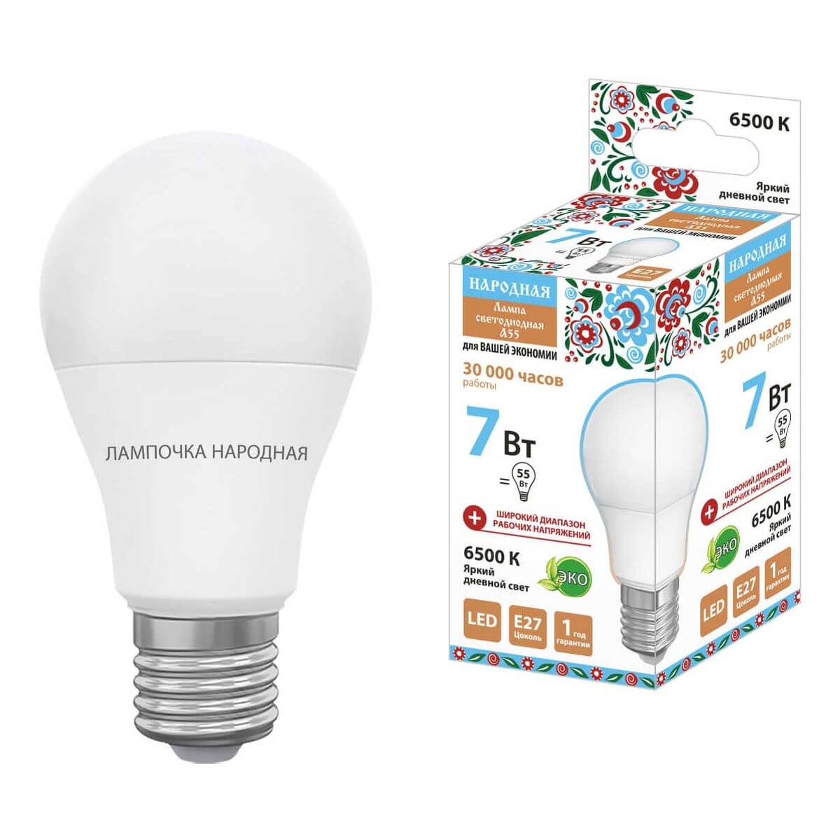 

Лампа светодиодная TDM Electric Народная E27 7W 6500K матовая SQ0340-1507, Матовый, SQ0340-1507 Народная