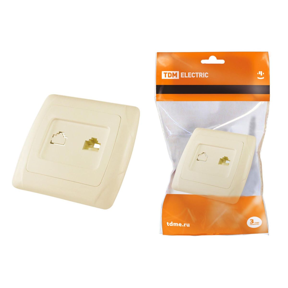 

Розетка телефонная RJ11 TDM Electric Онега слоновая кость SQ1805-0049, SQ1805-0049 Онега