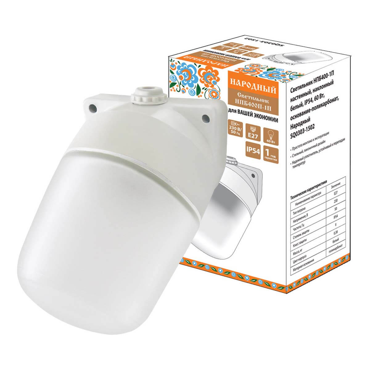 

Бра TDM Electric Народное НПБ400-1П SQ0303-1502, Белый, SQ0303-1502 НПБ400П