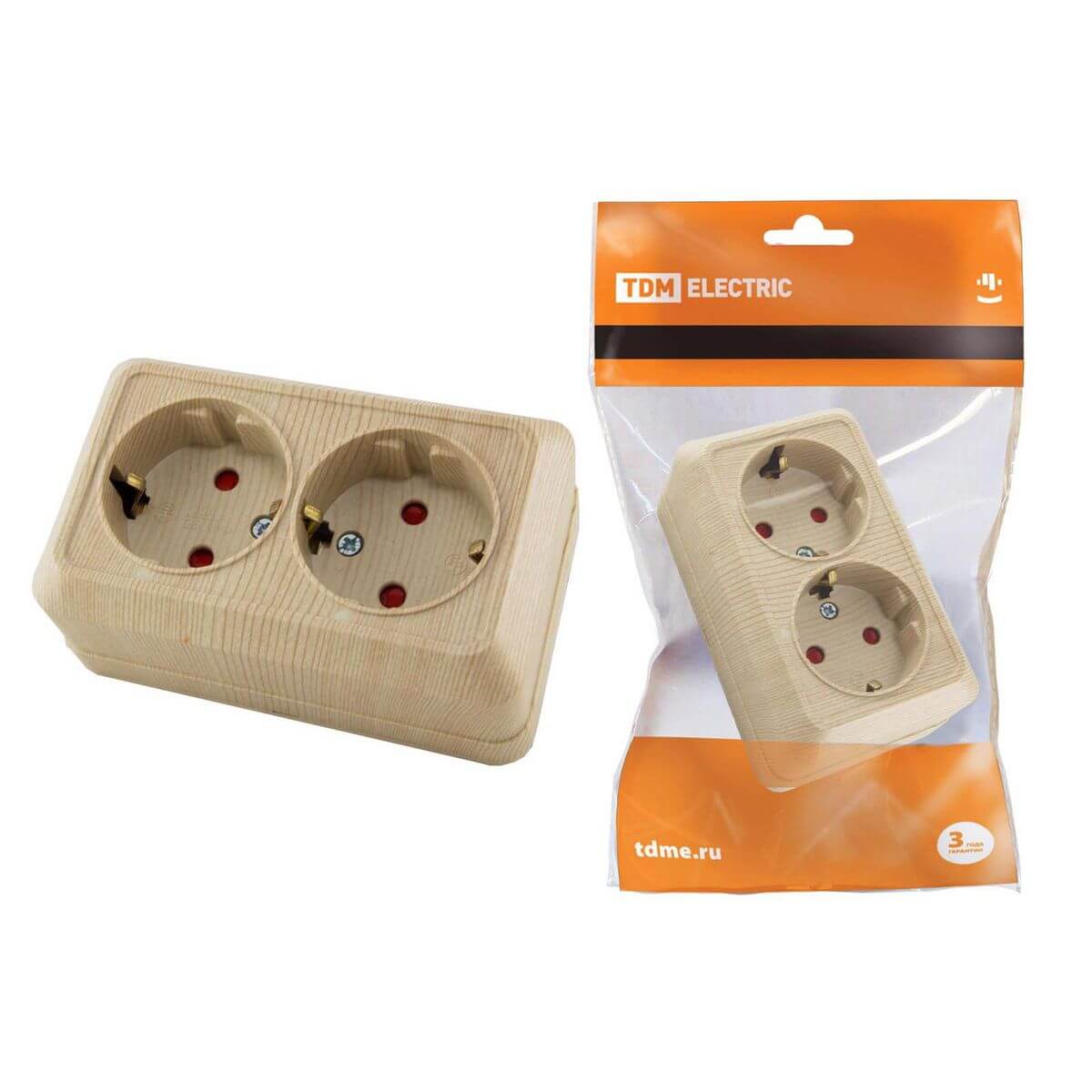 

Розетка двойная 2P+PE TDM Electric Ладога со шторками сосна SQ1801-0056, Дерево, SQ1801-0056 Ладога