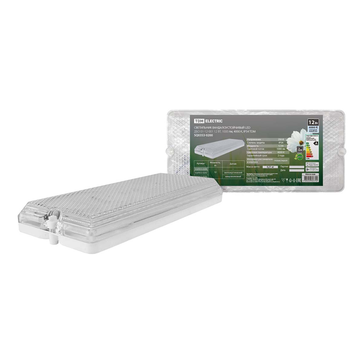 

Потолочный светодиодный светильник TDM Electric Led ДБО 01-12-001 SQ0353-0200, Белый, SQ0353-0200 ДБО