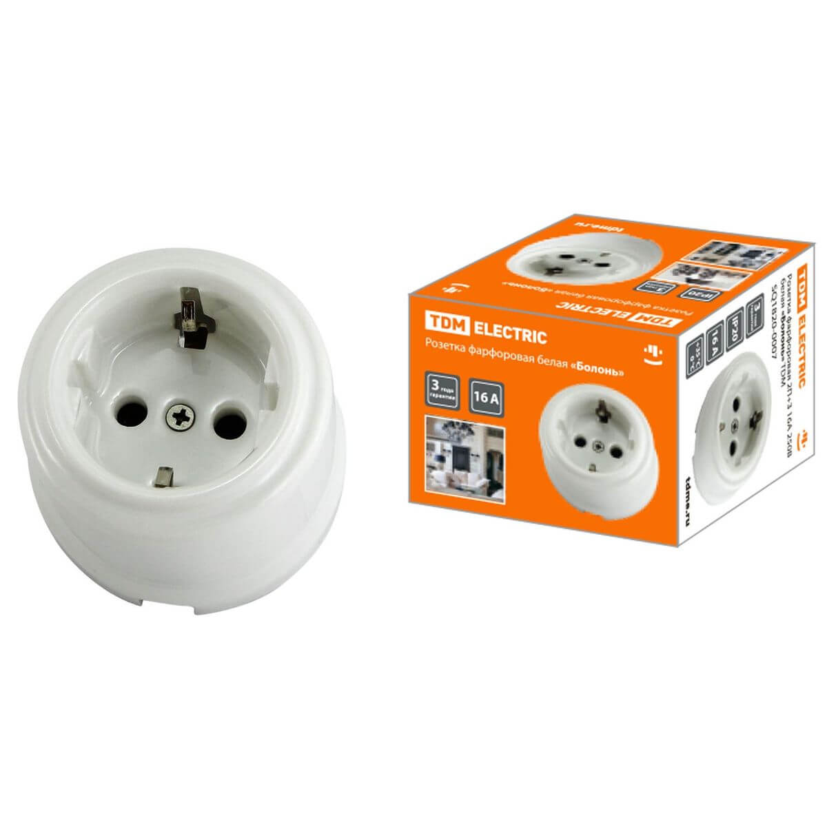 

Розетка 2P+PE TDM Electric Болонь белая SQ1820-0007, Белый, SQ1820-0007 Болонь