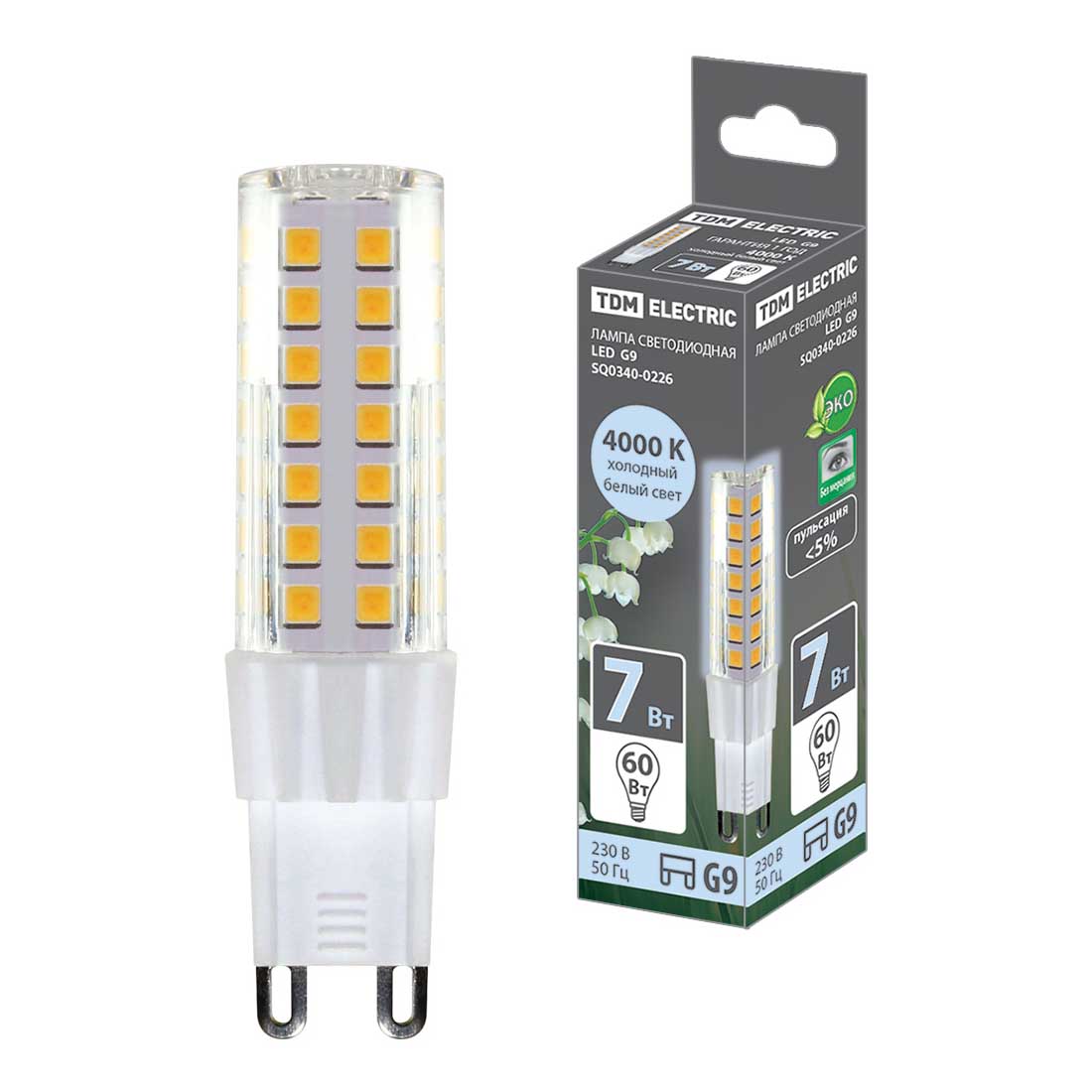 

Лампа светодиодная TDM Electric G9 7W 4000K прозрачная SQ0340-0226, Прозрачный, SQ0340-0226 Светодиодные G9