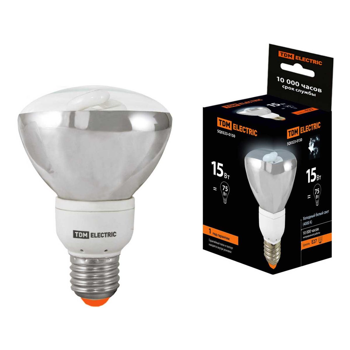 

Лампа энергосберегающая TDM Electric E27 15W 4000K прозрачная SQ0323-0150, Прозрачный, SQ0323-0150 Энергосберегающая Рефлектор