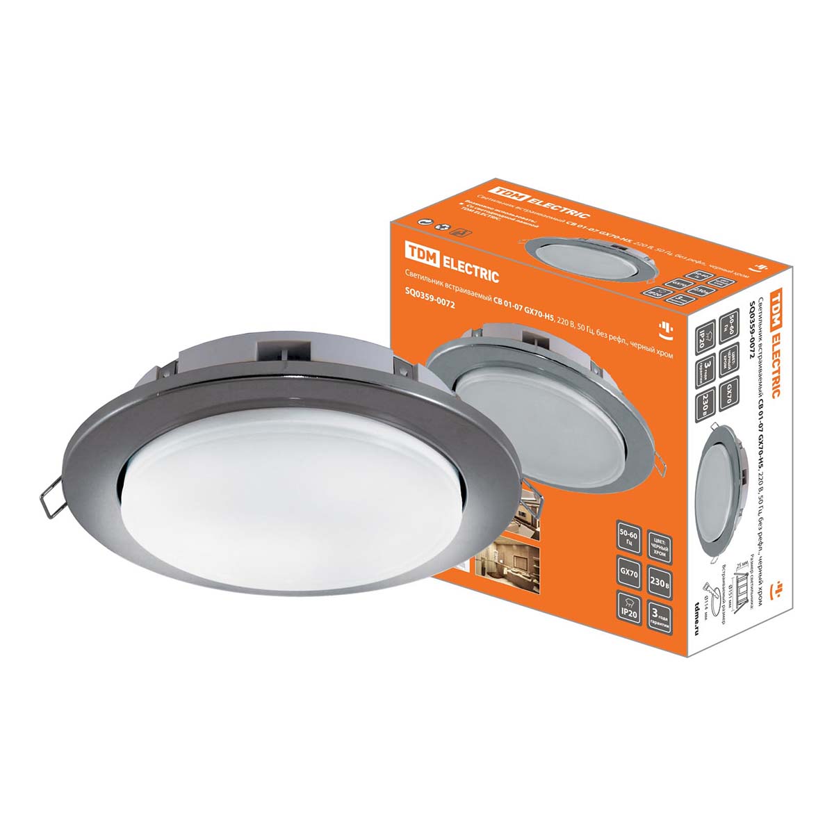 

Встраиваемый светильник TDM Electric СВ 01-07 SQ0359-0072, Хром, SQ0359-0072 СВ GX70
