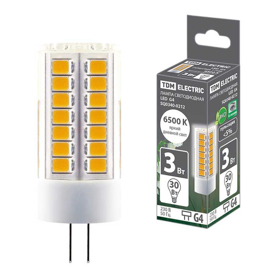 

Лампа светодиодная TDM Electric G4 3W 6500K прозрачная SQ0340-0212, Прозрачный, SQ0340-0212 Светодиодные G4