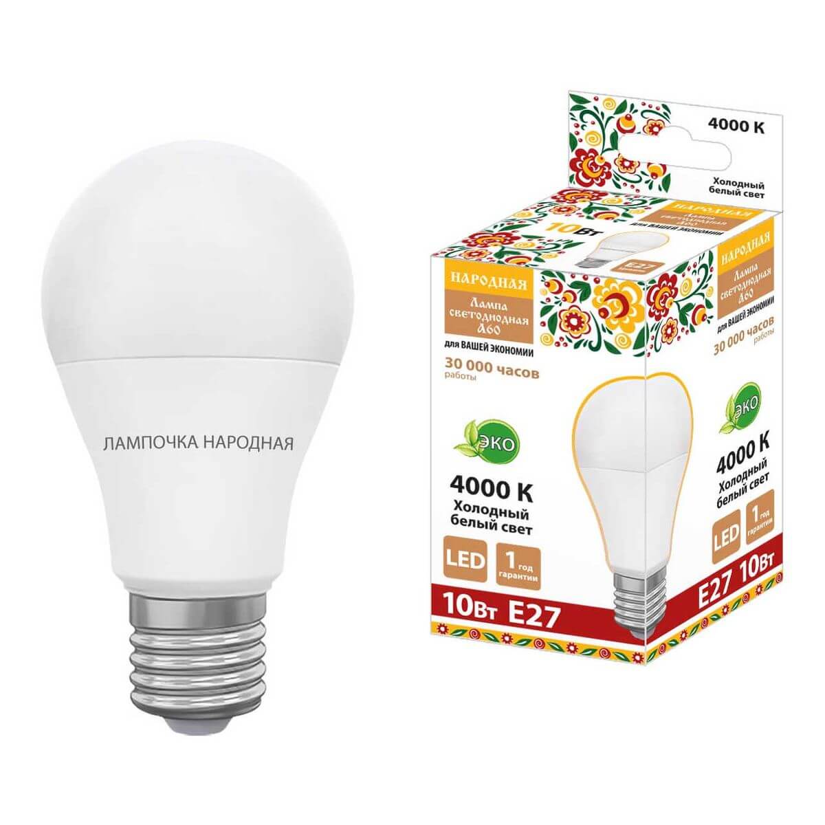 

Лампа светодиодная TDM Electric Народная E27 10W 4000K матовая SQ0340-1627, Матовый, SQ0340-1627 Народная