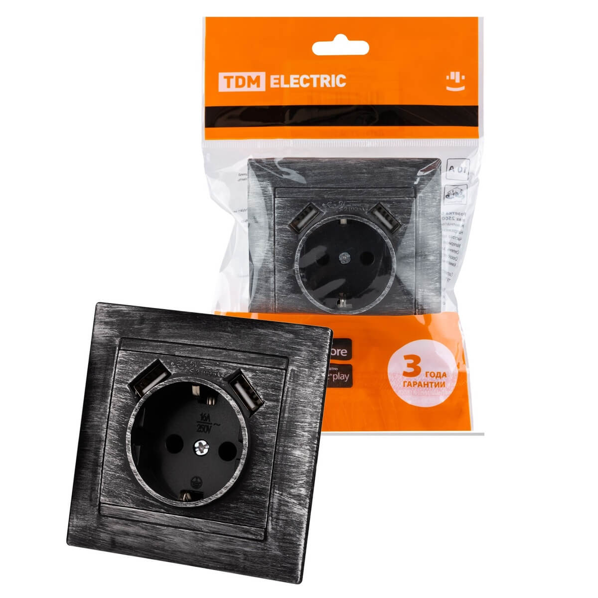 

Розетка 2P+PE/2хUSB TDM Electric Лама старинное серебро SQ1815-0669, Античное серебро, SQ1815-0669 Лама